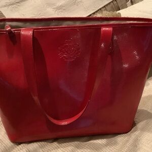 Shiny red tote by Ralph Lauren
